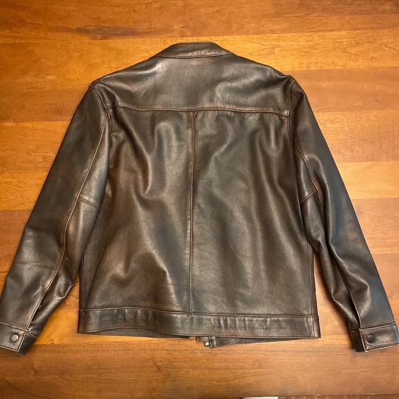 Thursday Boots Leather Roadster Jacket, Size L, Black Coffee - Picture 2 of 3